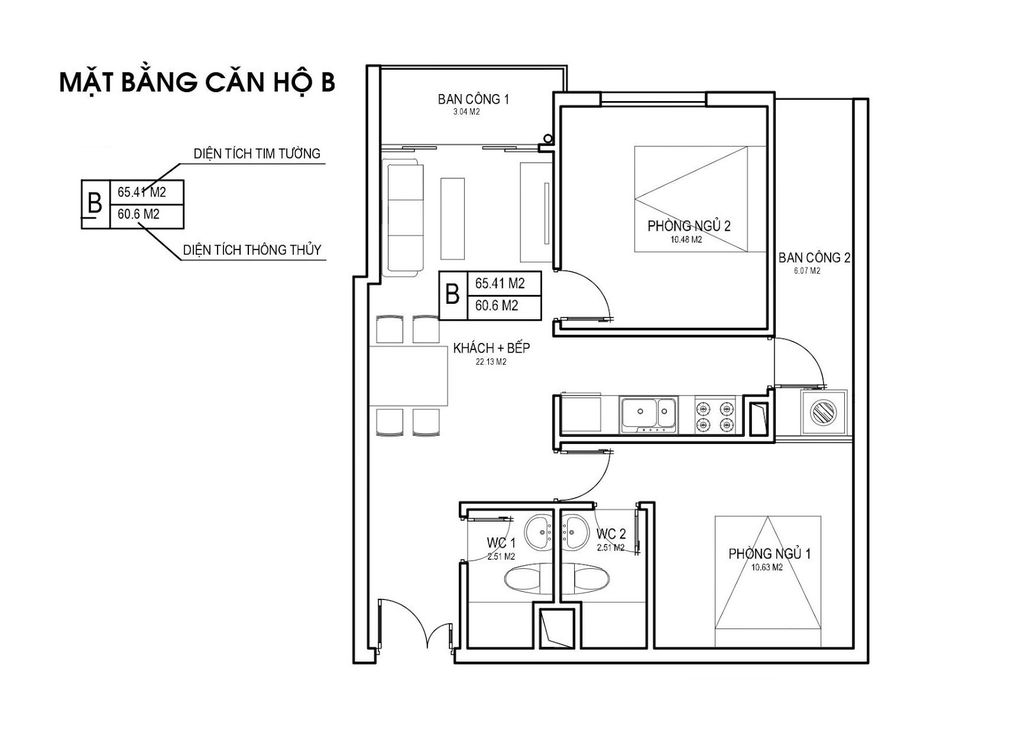 Thiết kế căn hộ loại B chung cư FLC Green Apartment  Phạm Hùng