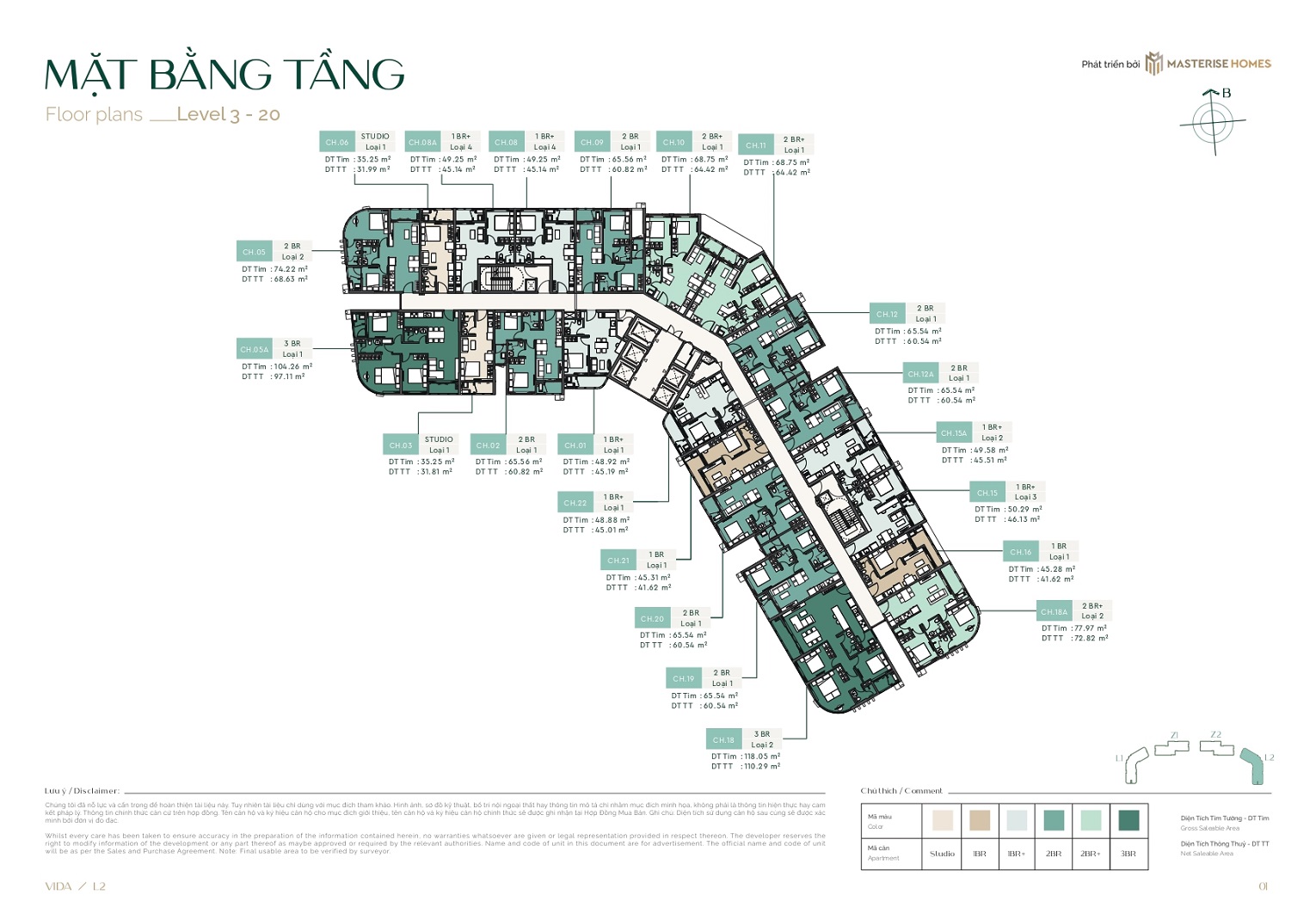 Mặt bằng tầng 3-20 tòa L2 dự án Lumiere Spring Bay