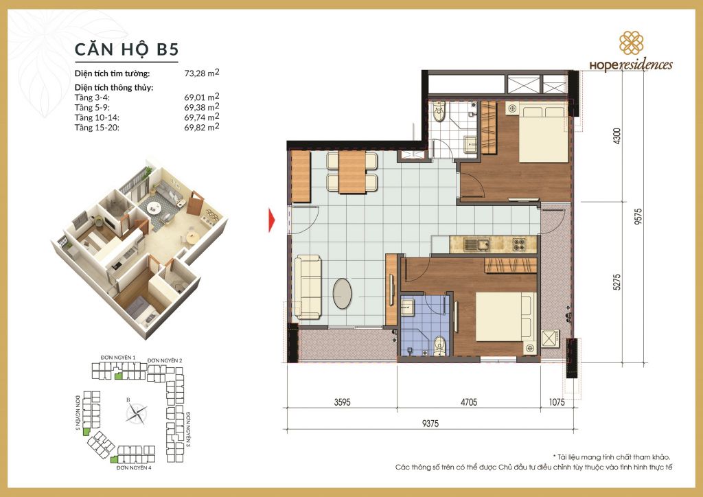 thiết kế căn hộ b5 hope residence