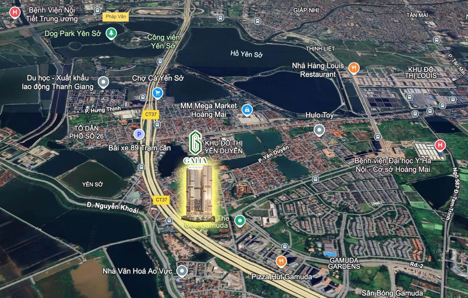 vị trí dự án chung cư galia hanoi yên sở