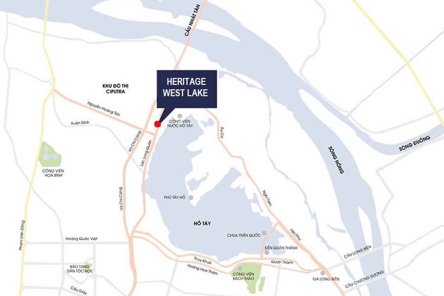 vị trí dự án heritage westlake tây hồ
